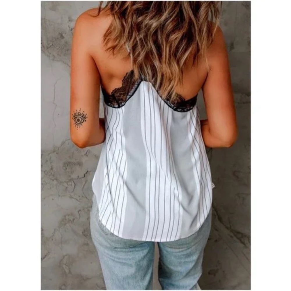 021 Boho Snakeskin Print Lace Cami Tank Top - Picture 6 of 12